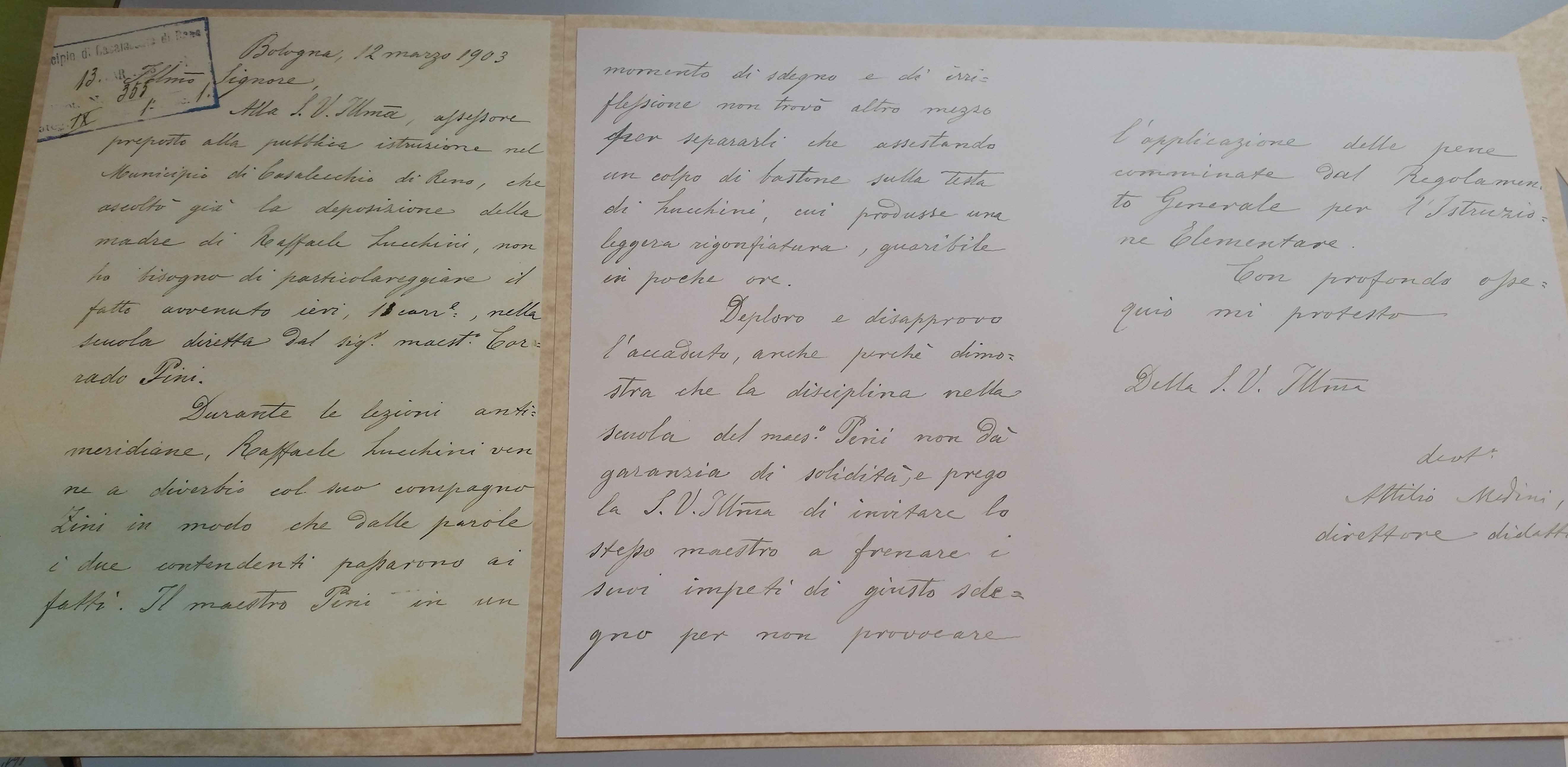 Documenti del 1903 (Archivio storico del Comune di Casalecchio di Reno)
