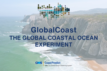 Picture of a beach cliff coast with text "GlobalCoast: the Global Coastal Ocean Experiment"