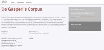 screenshot of the KNOT catalogue