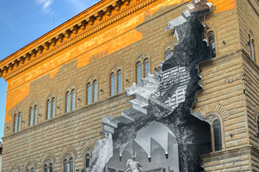 La ferita dell'artista francese JR, esposta sulla facciata di Palazzo Strozzi dal 19 marzo al 22 agosto del 2021